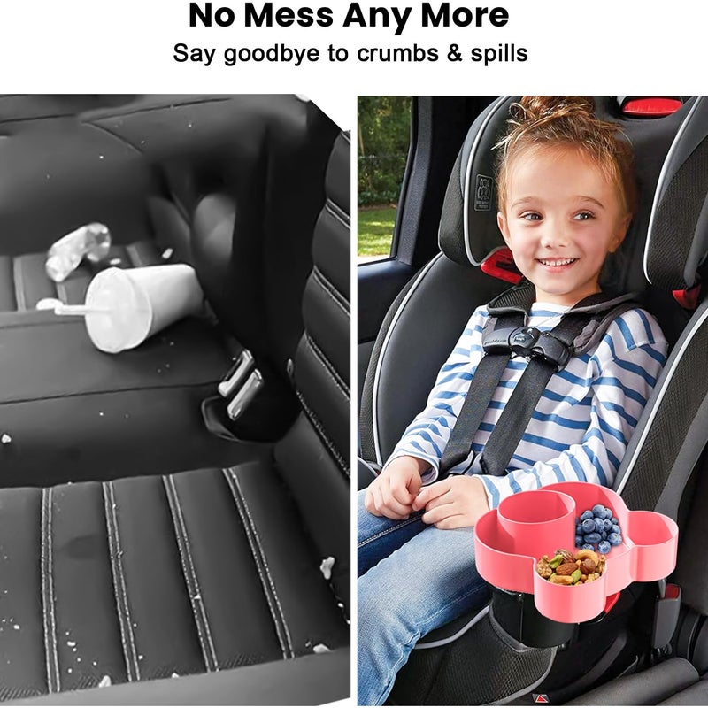 BlueOrigin Car Seat Tray - Convert Cup Holder to a Tray for Snacks, Toys, 360 Rotatable for Kids Travel, Anywhere with Cup Holder (Pink) - Image 2